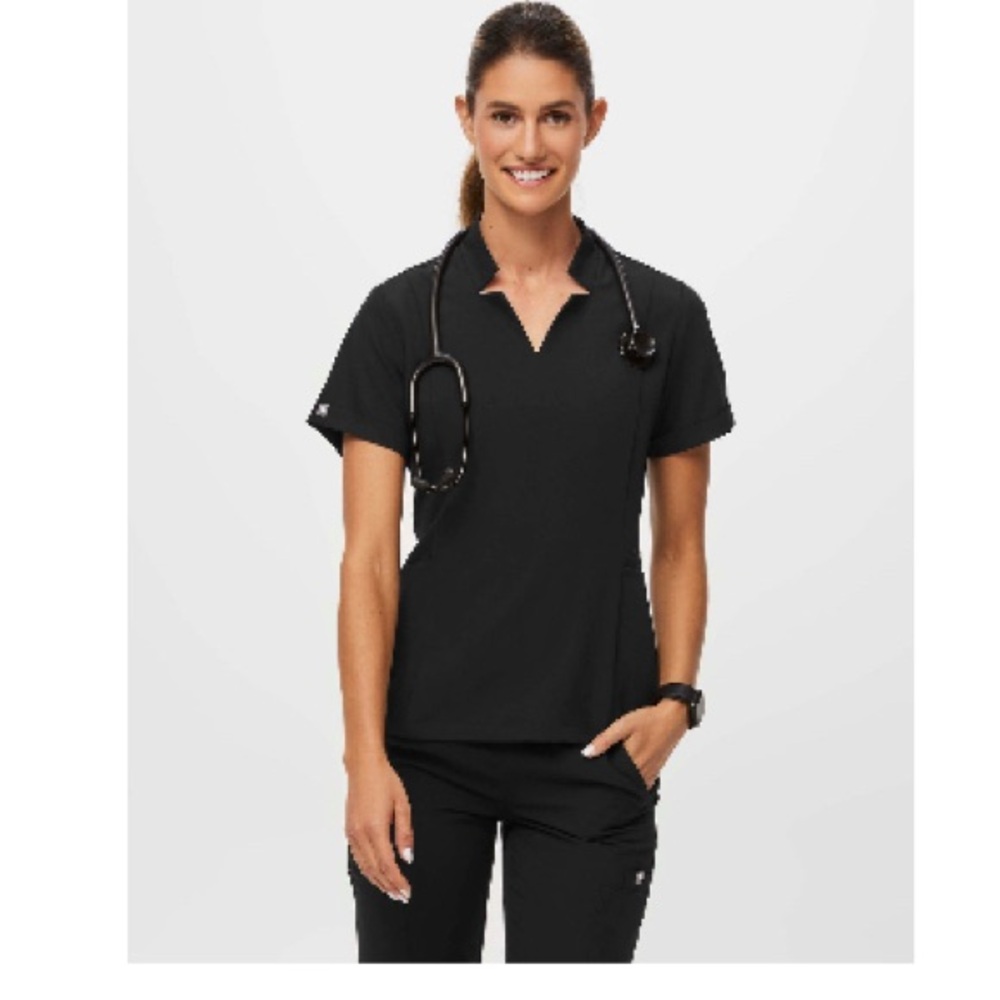 Figs Black Button Down Women's Shirt
